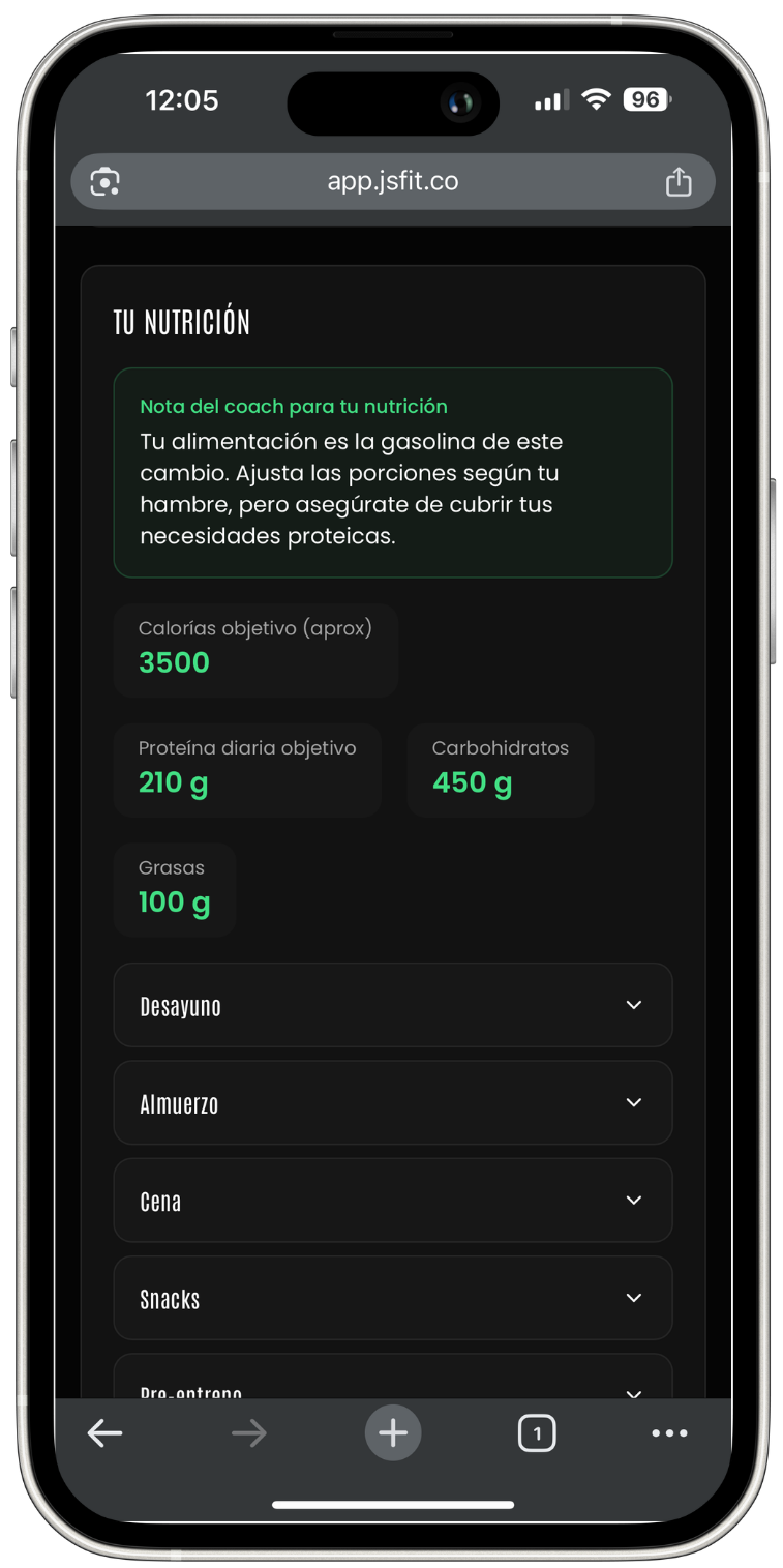 Hábitos, nutrición y recordatorios, 100% diseñados a tus objetivos.