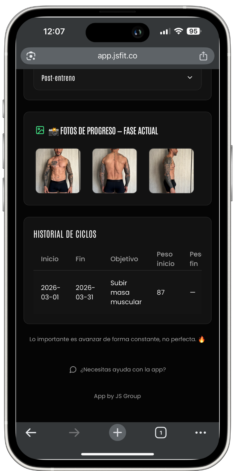 Seguimiento constante, según tu avance ajustamos el plan para que sigas mejorando sin volver a empezar desde cero.